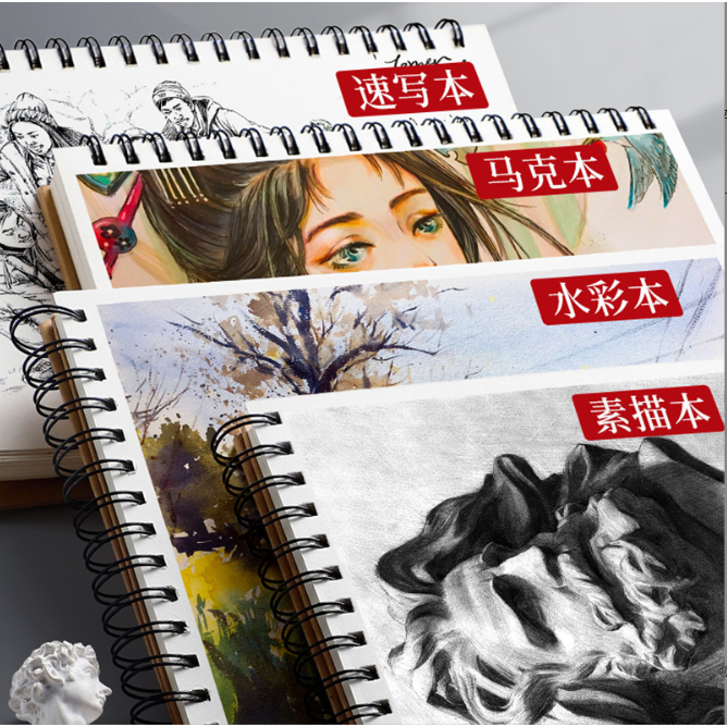 Sổ vẽ chì màu, sketch book, gouache, màu nước 120gsm/160gsm.