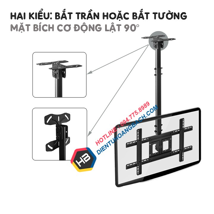 Giá Treo Tivi Thả Trần NB T560 32 - 75 Inch / TR32 32 - 43 Inch - Khung Treo Tivi Ngược Trần Nhà