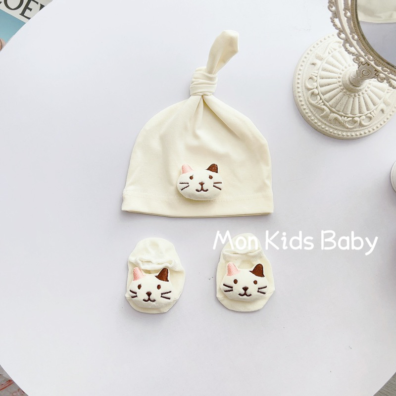 Set mũ tất cho bé 0-12m chất cotton mềm đẹp