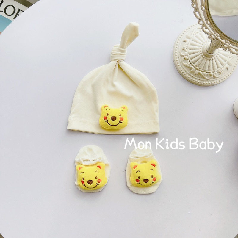 Set mũ tất cho bé 0-12m chất cotton mềm đẹp
