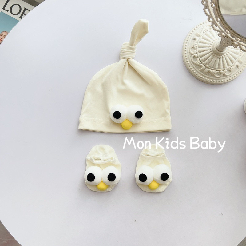 Set mũ tất cho bé 0-12m chất cotton mềm đẹp