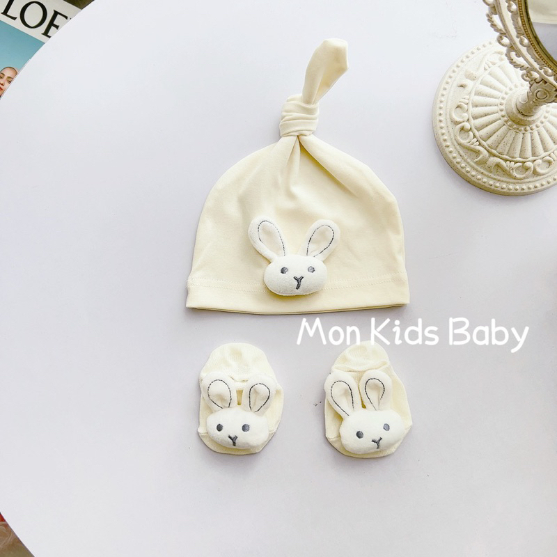 Set mũ tất cho bé 0-12m chất cotton mềm đẹp