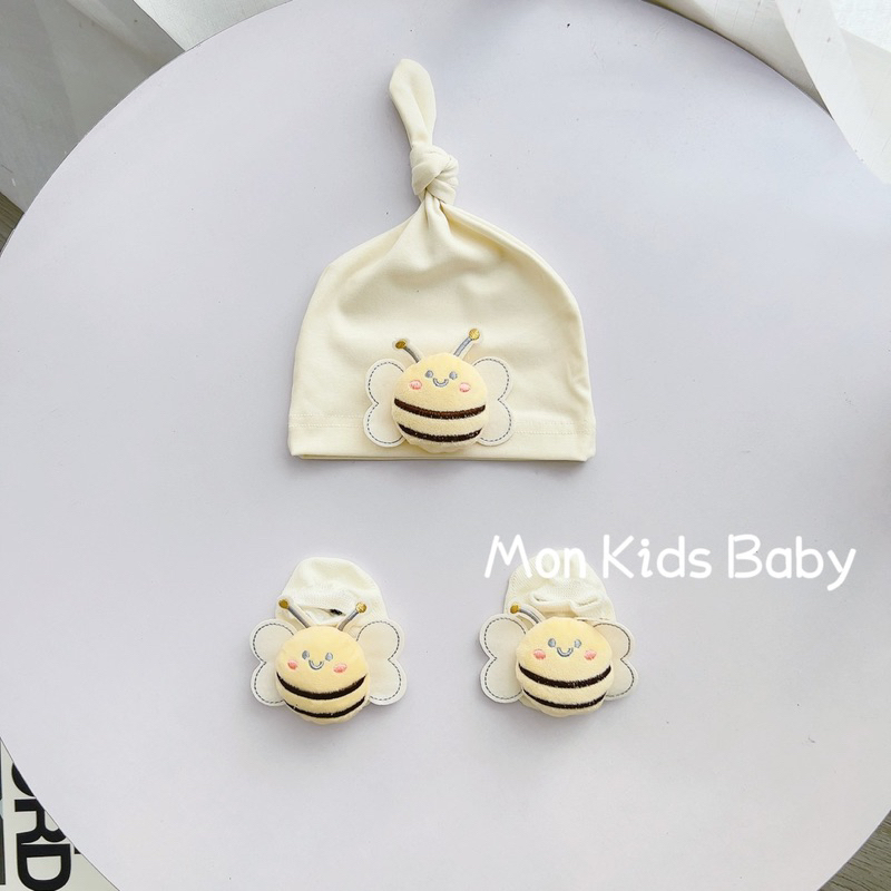 Set mũ tất cho bé 0-12m chất cotton mềm đẹp