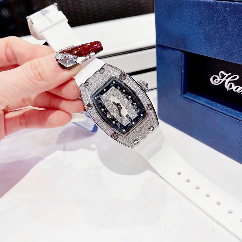 Đồng hồ nữ Hanboro mặt chữ nhật dây silicon chính hãng