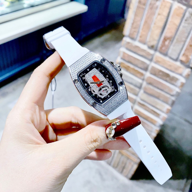 Đồng hồ nữ Hanboro mặt chữ nhật dây silicon chính hãng