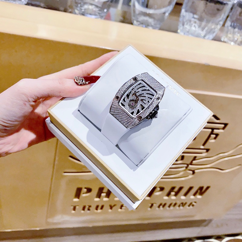 Đồng hồ nữ Hanboro mặt chữ nhật dây silicon chính hãng