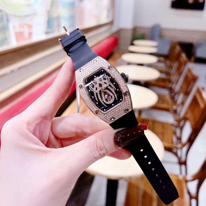 Đồng hồ nữ Hanboro mặt chữ nhật dây silicon chính hãng