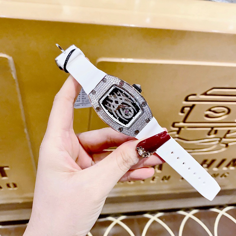 Đồng hồ nữ Hanboro mặt chữ nhật dây silicon chính hãng