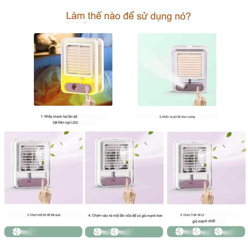 Quạt Hơi Nước Mini Điều Hòa - Quạt Phun Sương Tạo Ẩm Làm Mát Để Bàn - Quạt Hơi Nước Để Bàn