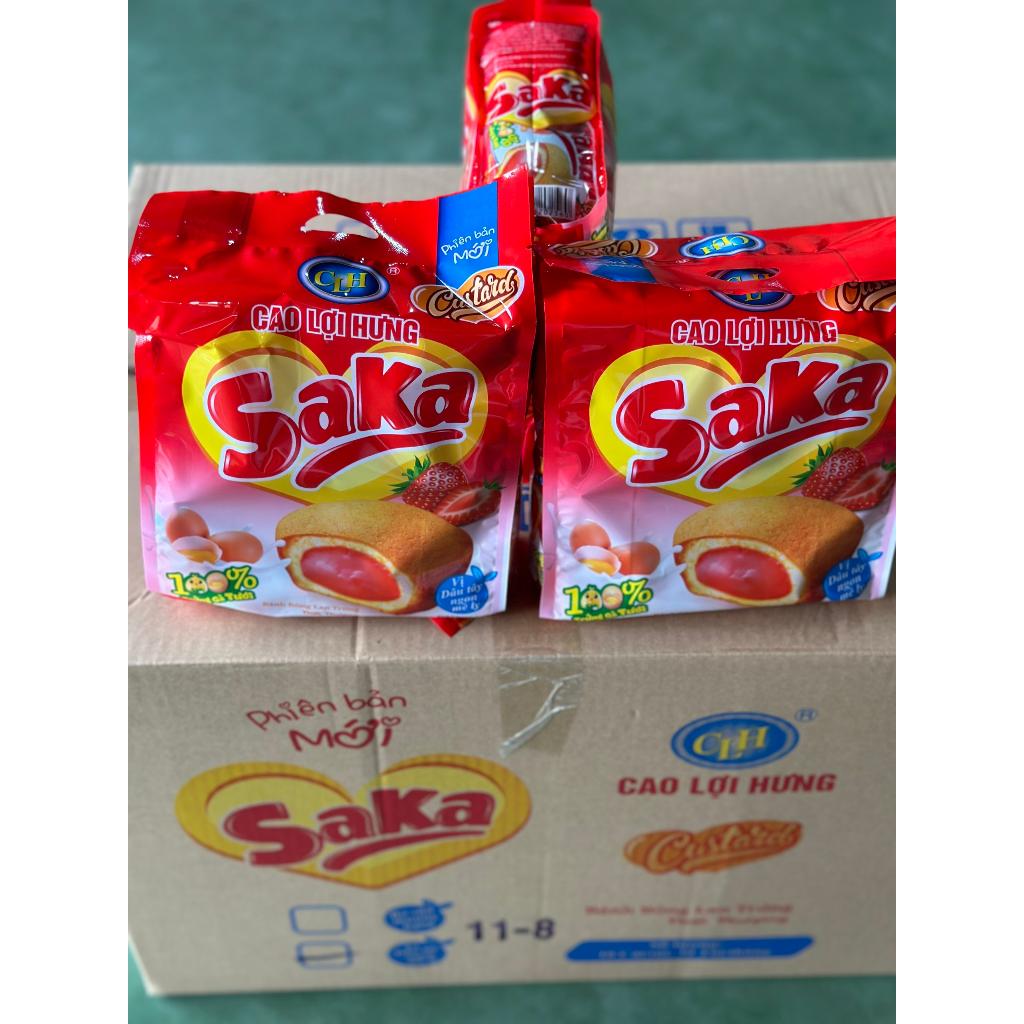 BỊCH 10 CÁI, KHAY 16 CÁI, Bánh Bông Lan Saka 2 vị Dâu và Bơ sữa, Giá rẻ siêu hời, Bách Hóa Anh Thư,SỈ THÙNG