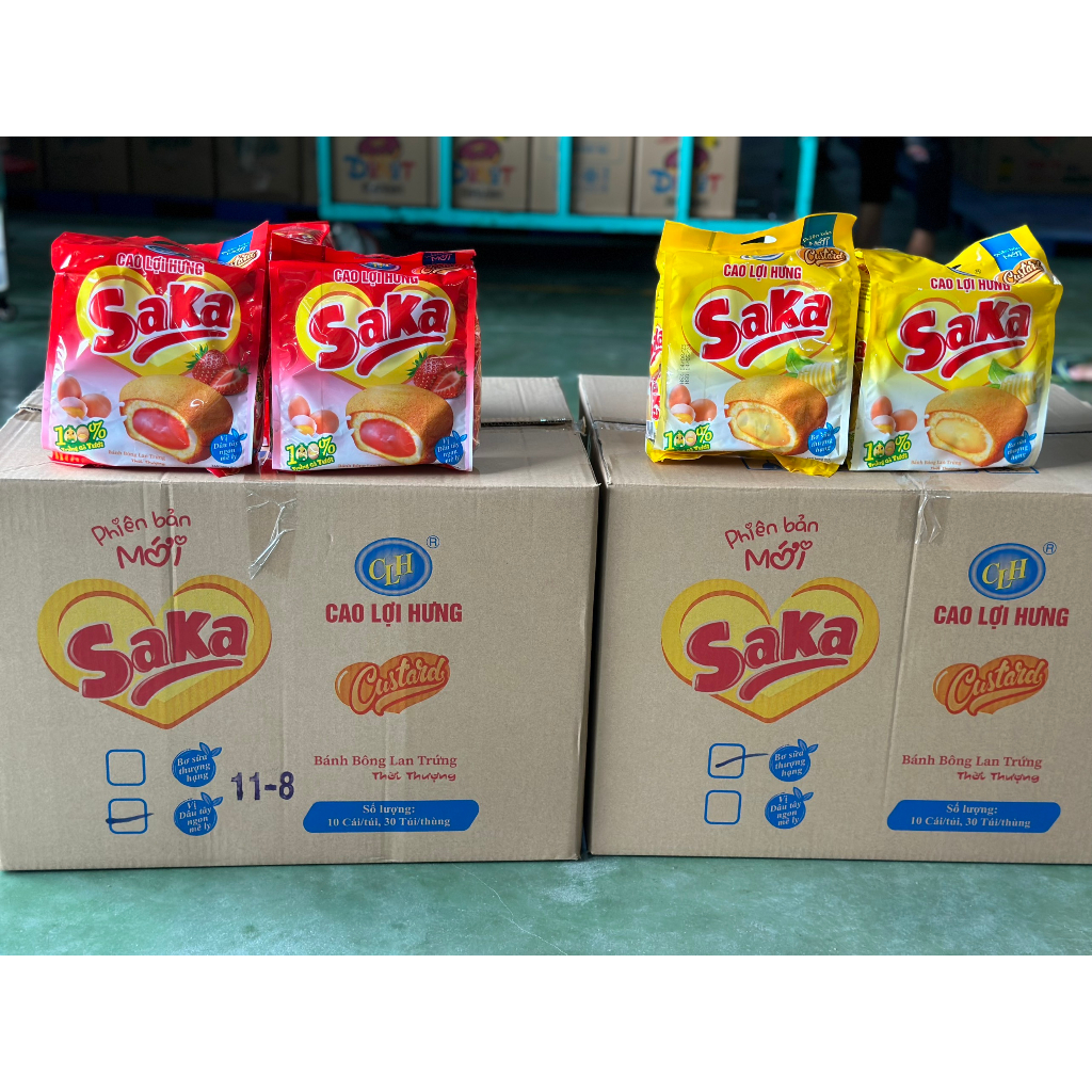 BỊCH 10 CÁI, KHAY 16 CÁI, Bánh Bông Lan Saka 2 vị Dâu và Bơ sữa, Giá rẻ siêu hời, Bách Hóa Anh Thư,SỈ THÙNG