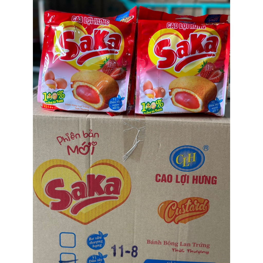 BỊCH 10 CÁI, KHAY 16 CÁI, Bánh Bông Lan Saka 2 vị Dâu và Bơ sữa, Giá rẻ siêu hời, Bách Hóa Anh Thư,SỈ THÙNG