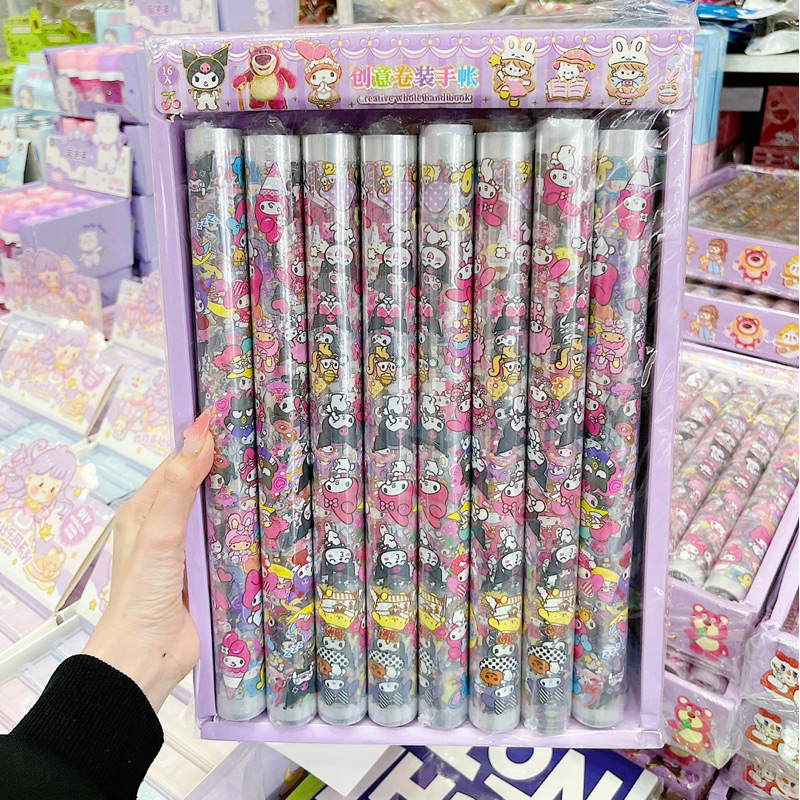 Cuộn Sticker Gấu Dâu, Kuromi, Bé Gái Nhiều Hình Cute Cho Bé