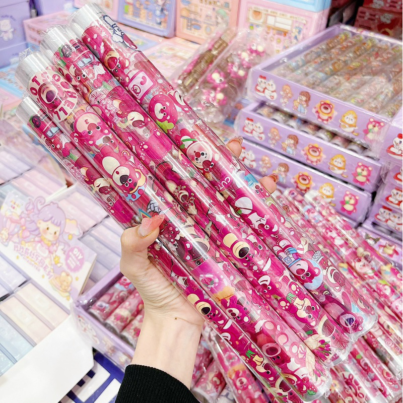 Cuộn Sticker Gấu Dâu, Kuromi, Bé Gái Nhiều Hình Cute Cho Bé