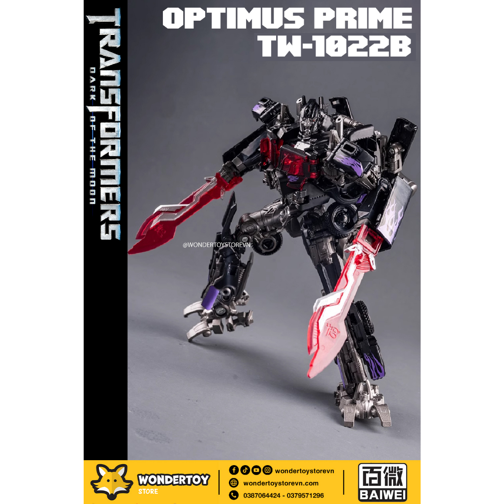 Mô hình Baiwei Optimus Prime TW-1022 Đen Transformers Robot biến hình TW1022 SS44 KO + Upgrade Kit