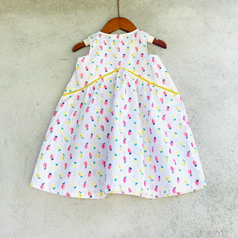 Váy đầm cho bé gái, sát nách ren nối tầng xoè, 2 màu, thô cotton mềm mát