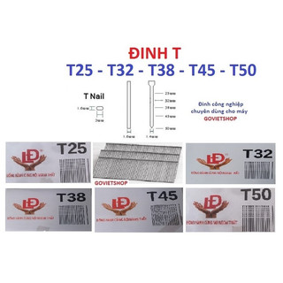 Đinh ghim T25 - T32 - T38 - T45 - T50, hộp 2500 cây đinh T bắn gỗ, thùng pallet, Kim T bắn gỗ