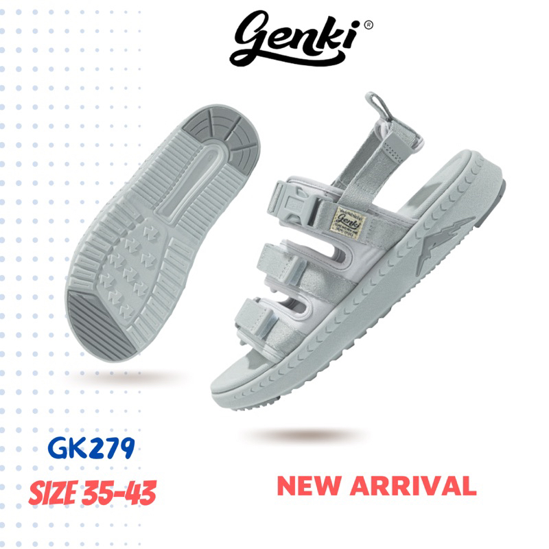 Giày Sandal Nam Nữ Genki Màu Xanh Xám Quai Chéo Thời Trang Chính Hãng YK279