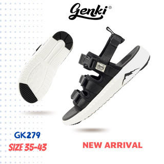 Giày Sandal Nam Nữ Genki Màu Đen Quai Chéo Thời Trang Chính Hãng YK279