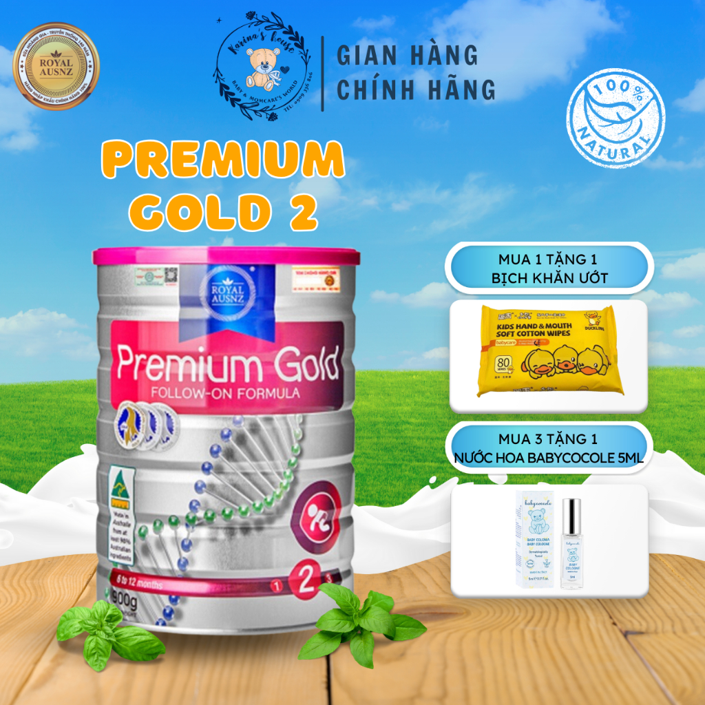Sữa Bột Hoàng Gia Úc Premium Gold Số 2 Bổ Sung Vitamin, Khoáng Chất Cho Trẻ Royal AUSNZ 900g