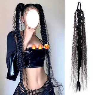 Một dây thun buộc chùm tóc giả tết bím ziczac mix sợi tóc xoăn hippi x142