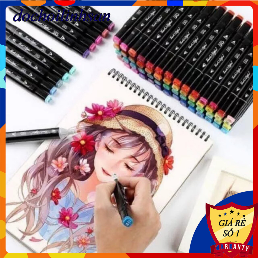 Bút màu dạ marker 48 80 cây màu Touch tặng kèm túi