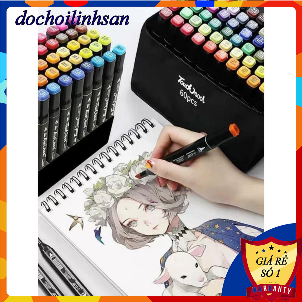 Bút màu dạ marker 48 80 cây màu Touch tặng kèm túi