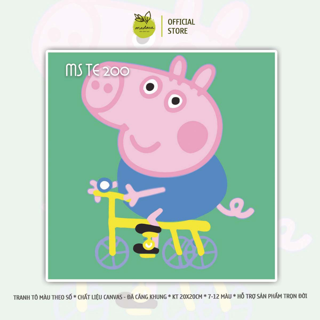 Tranh tô màu số hóa Madoca có khung 20x20cm hoạt hình và Peppa Pig