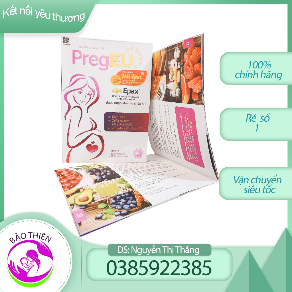 PregEU cung cấp DHA và đa vi chất cho mẹ bầu hộp 2 lọ x 30 viên
