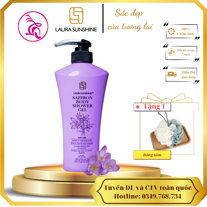 Sữa tắm laura sunshine nhụy hoa nghệ tây công nghệ siêu tạo bọt Nhật Kim Anh - LAURA SUNSHINE SAFFRON BODY SHOWER GEL