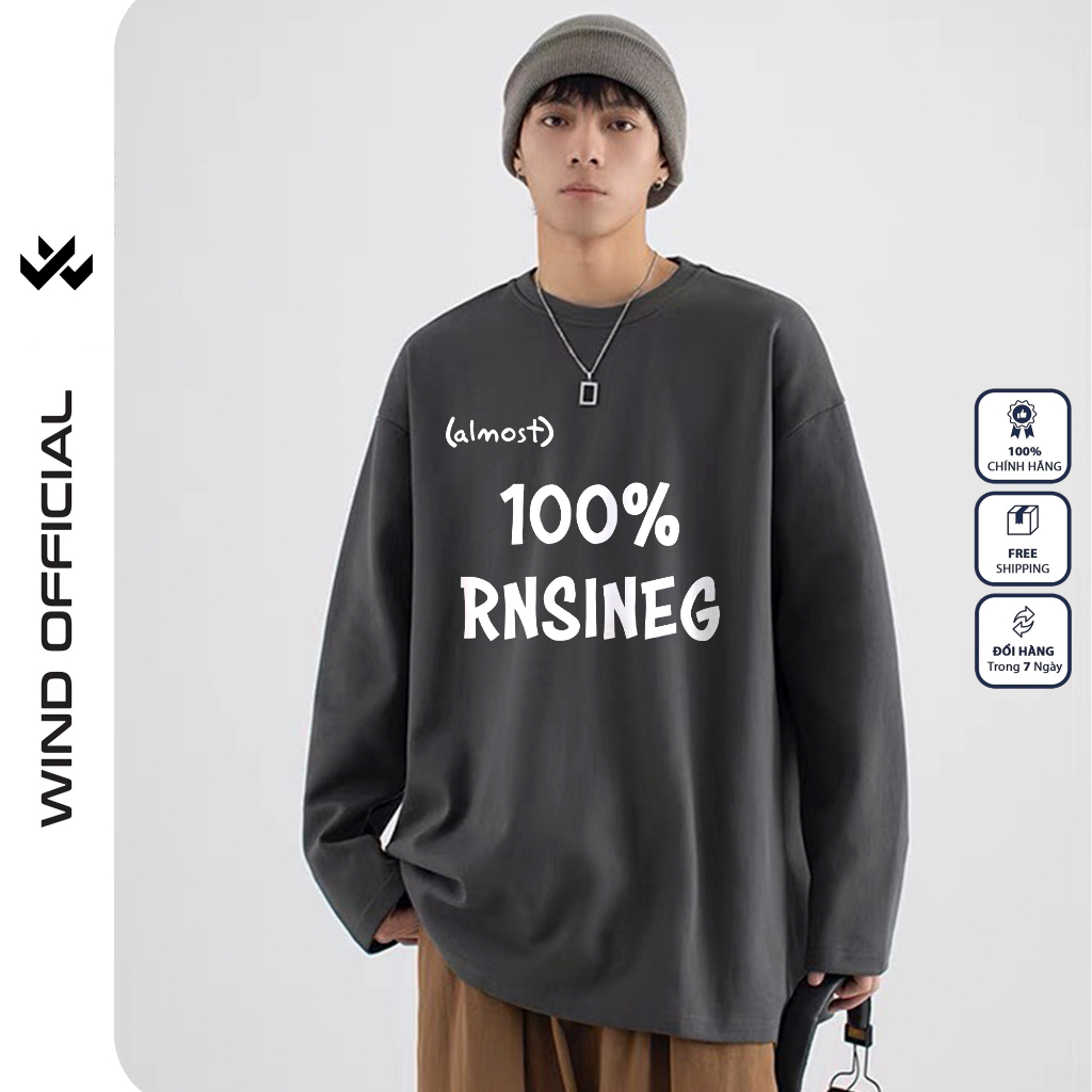 Áo thun tay dài Wind phông unisex form rộng 100% nam nữ cotton oversize ulzzang