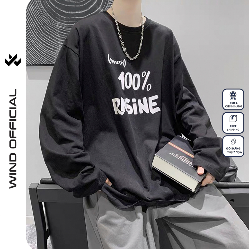 Áo thun tay dài Wind phông unisex form rộng 100% nam nữ cotton oversize ulzzang