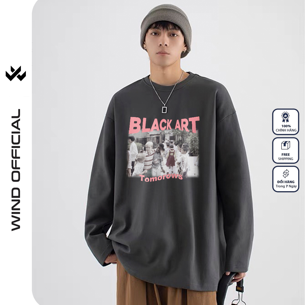 Áo thun tay dài Wind phông unisex form rộng TOMOROW nam nữ cotton oversize ulzzang