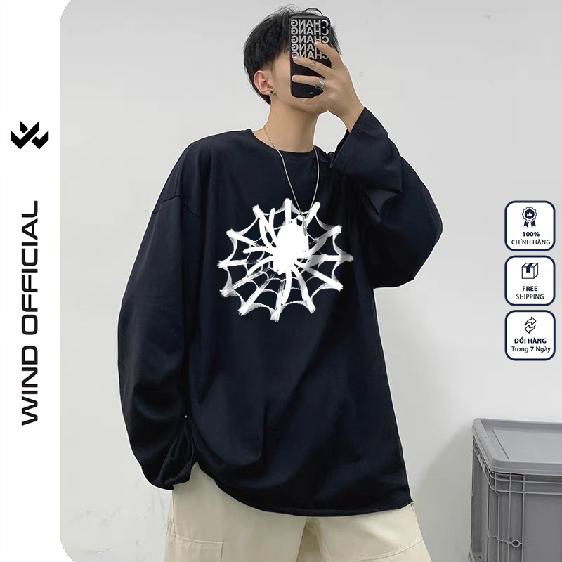 Áo thun tay dài Wind phông unisex form rộng SPIDER nam nữ cotton oversize ulzzang