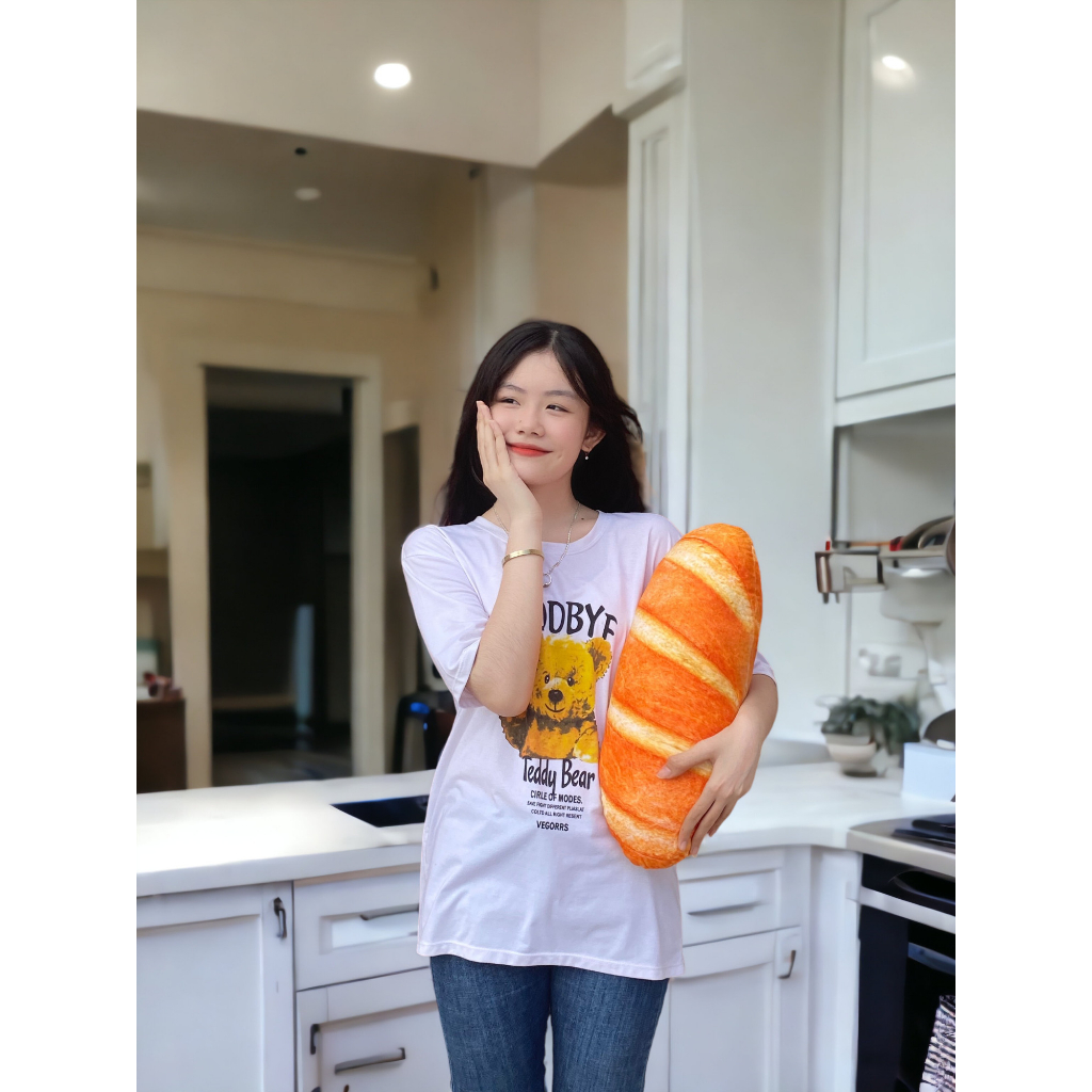 Gấu Bông Bánh Mì 3D 50cm chất liệu vải nhung mền mịn