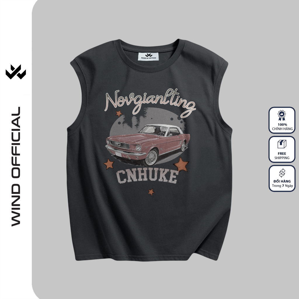 Áo ba lỗ unisex WIND form rộng sát nách MUSTANG tanktop thời trang nam nữ oversize