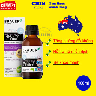 Siro giúp bé tăng cường đề kháng, hỗ trợ hệ miễn dịch Brauer Immunity Support 100ml Úc