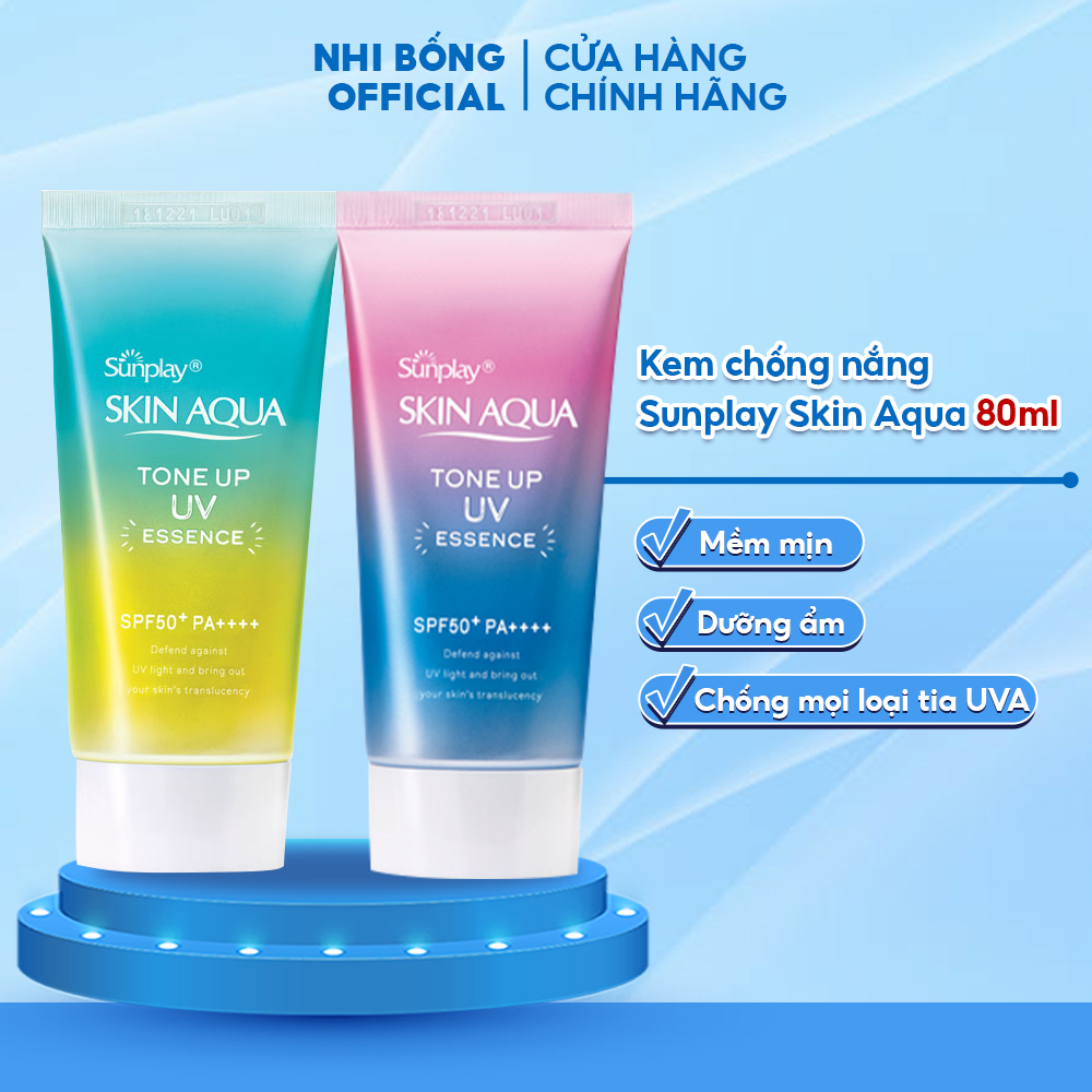 Kem chống nắng Skin Aqua kiềm dầu nâng tông. Sunplay Skin UV Essence-80g