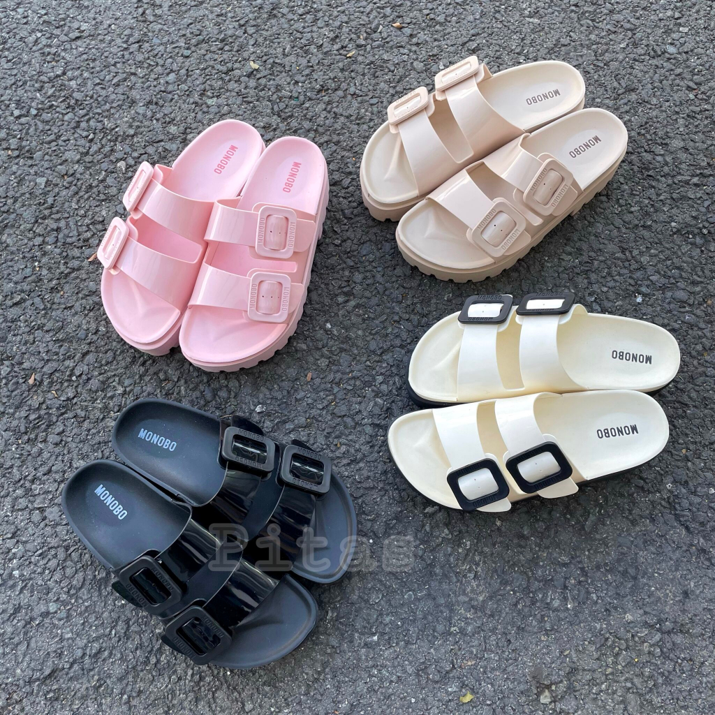 Dép Thái Lan Nữ MONOBO SUPER JELLO Hai Quai Ngang Đế Cao Nhập Khẩu