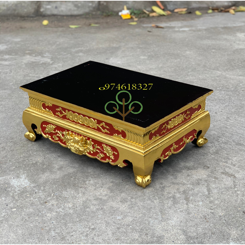 Bàn thờ nhỏ kê đồ thờ mỹ nghệ sơn son thếp vàng cao 23cm