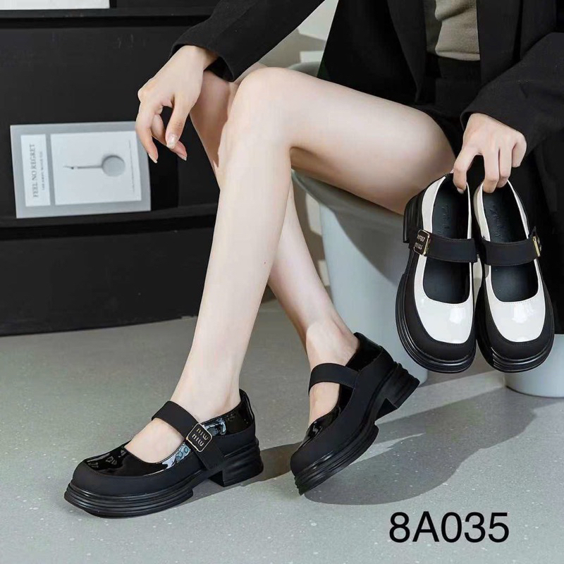 Giày búp bê nữ- Giày moca nữ đế cao gót vuông mũi tròn- Hàng QC fullbox