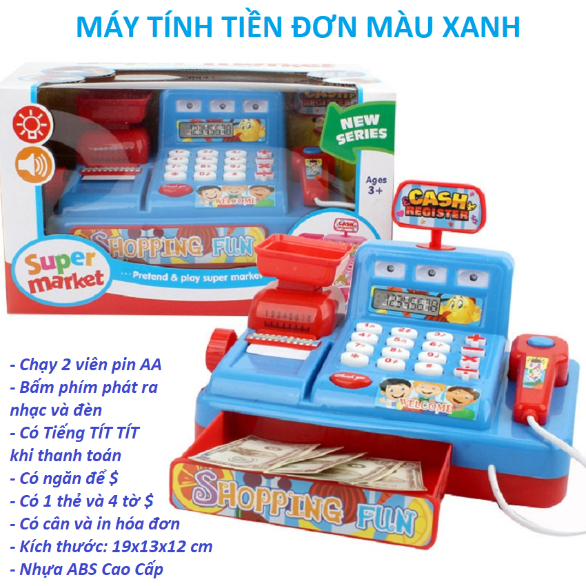 Máy tính tiền siêu thị cho bé đồ chơi bán hàng siêu thị giúp nâng cao học tập giao tiếp tương tác với bạn bè