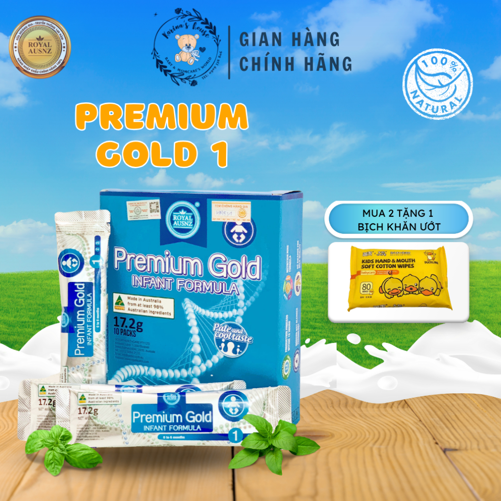 [Sẵn] Sữa Bột Hoàng Gia Úc Premium Gold Số 1 Bổ Sung Vitamin, Khoáng Chất Cho Trẻ ROYAL AUSNZ dạng gói