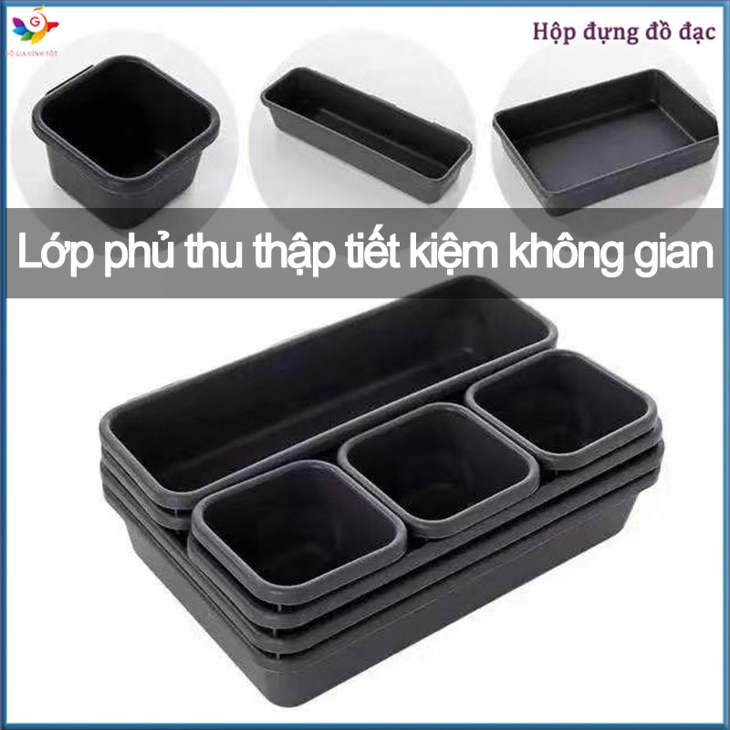 Hộp lưu trữ, tủ bếp 8 ngăn kéo khay dùng chung, hộp đựng mỹ phẩm, tủ mini，Khay chia thìa dĩa đũa lớn 8 ngăn nhựa dầy