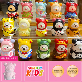 Tô tượng thạch cao gấu mini, size nhỏ, cao 5.5cm, tượng thạch cao merry kids