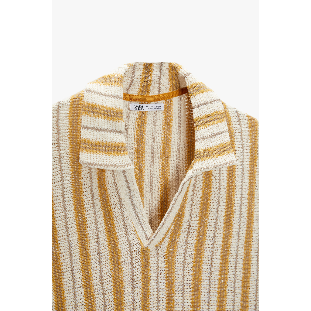 Áo polo nam Zara authentic STRIPED KNIT size L