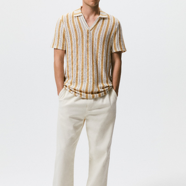 Áo polo nam Zara authentic STRIPED KNIT size L