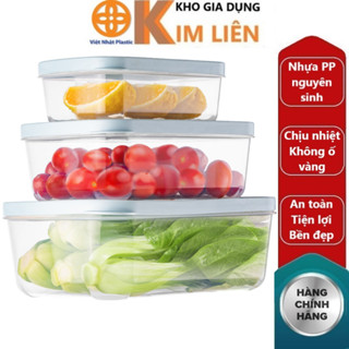 Bộ hộp chữ nhật trong HOKORI 6533 nhựa VIỆT NHẬT cao cấp - Nắp kín, đựng thức ăn, rau củ quả để tủ lạnh