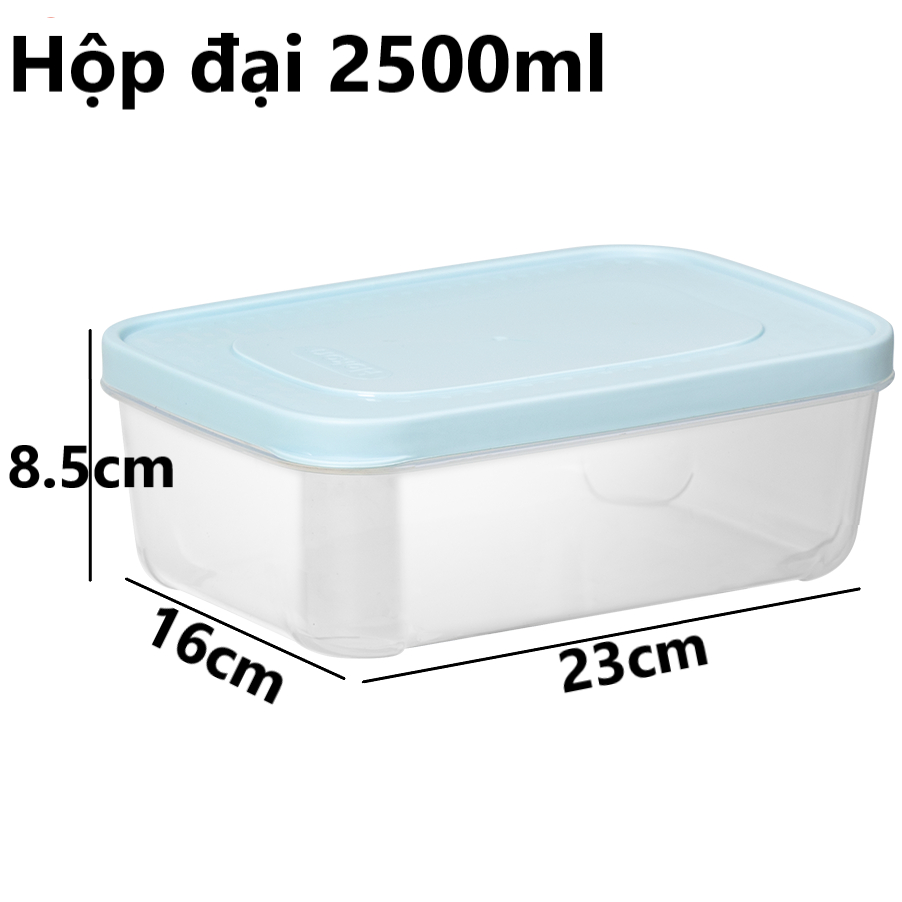 Bộ 3 hộp chữ nhật trong HOKORI 6533 nhựa VIỆT NHẬT cao cấp - Nắp kín, đựng thức ăn, rau củ quả để tủ lạnh