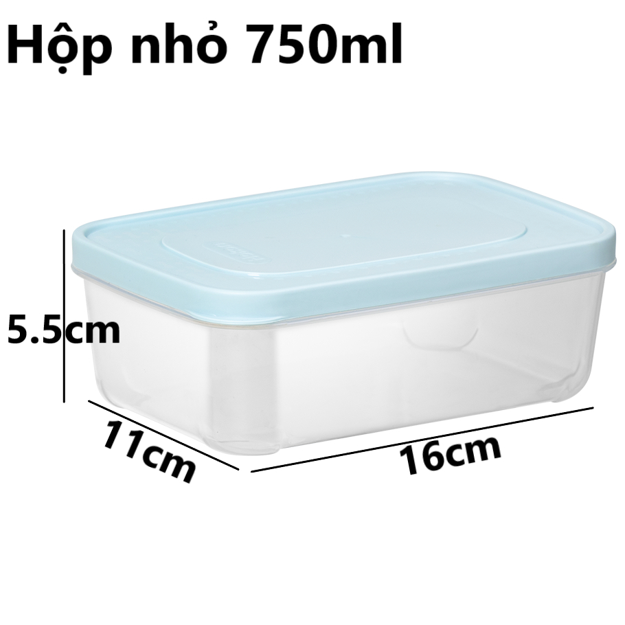 Bộ 3 hộp chữ nhật trong HOKORI 6533 nhựa VIỆT NHẬT cao cấp - Nắp kín, đựng thức ăn, rau củ quả để tủ lạnh